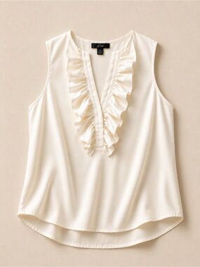J.Crew Ivory Ruffle Sleeveless Blouse Women’s M